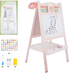 Drewniana dwustronna tablica z liczydłem i akcesoriami