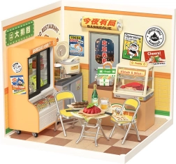 Robotime Rolife DIY miniház: Nonstop étterem LED világítással