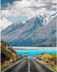 Paint by Numbers Mountain Path 40x50 Canvas + Paints + Brushes