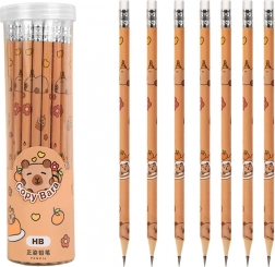 Set of HB Graphite Pencils with Eraser Capybara in Tube 30 pcs