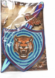 Spada e scudo in gommapiuma con motivo tigre