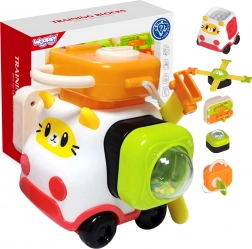 Woopie baby montessori stavebnica auto mačička 4v1