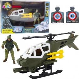 Militaire helikopter met soldatenfiguur