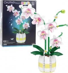 Construction Blocks Orchid in a Pink and White Pot