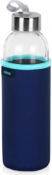 Bottiglia in vetro con custodia in neoprene, 540 ml, blu