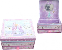 Hudební šperkovnice s jednorožcem a zrcátkem