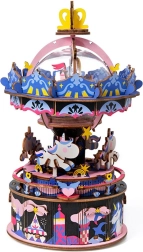 3D houten muziekdoos in elkaar zetten Vrolijke draaimolen