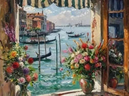 Diamantmalerei Blick auf Venedig 30 × 40 cm