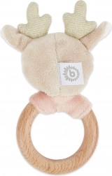 Bieco baby rattle and teether with wooden ring – fawn Ella