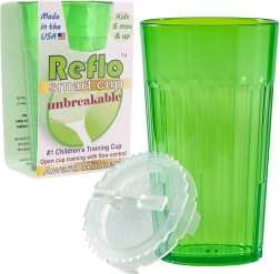 REFLO training cup – green, unbreakable, 170 ml (from 6 months)