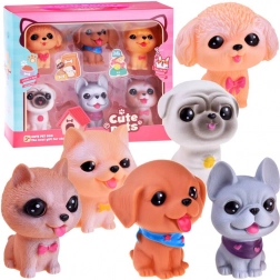 Set of Rubber Puppy Figures 6 Pieces