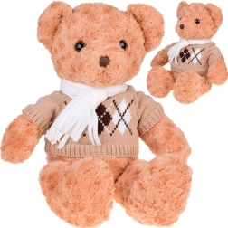 Soft plush teddy bear in sweater and scarf, 60 cm