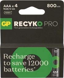 Batterie ricaricabili AAA Ni-MH 800mAh GP ReCyko Pro, 4 pz