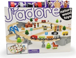 Wooden Train Set with Bridge and Accessories