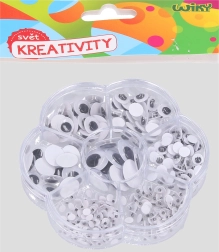 Occhi mobili autoadesivi – mix di dimensioni, foglio 10 × 10 cm