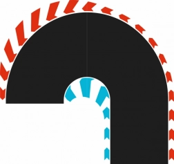 bochten met versmalde baan 180° L/R voor Carrera Hybrid racebanen