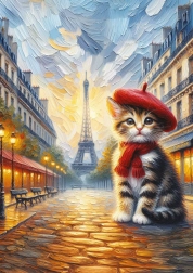 Puzzle Cat Artist in Paris 260 pieces