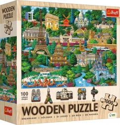 Drvene puzzle Poznata francuska mjesta 1000 dijelova