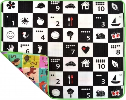 Humbi tapis éducatif en mousse réversible 3‑en‑1 échiquier, alphabet et chiffres 180 × 150 × 1 cm