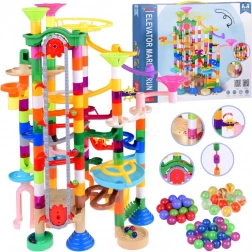 Színes golyópálya elemes felvonóval, 236 darab