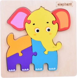 Puzzle in legno elefante – inserto educativo colorato per bambini