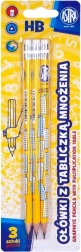 ASTRA HB pencils with multiplication table print, 3 pcs