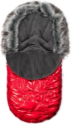 Luxury footmuff with faux fur NEW BABY red