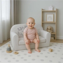 New Baby Children's Fold-Out Sofa Lion Family light grey