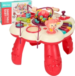 Interaktívny vzdelávací stolík s klavírikom a bubnami ružový Bibi-inn