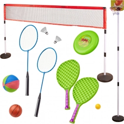 Set sportivo 5 in 1 badminton basket pallavolo tennis frisbee