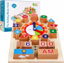 Lavagna educativa in legno Orologio per bambini 12m+ Apprendimento della lettura dell'ora e del tempo
