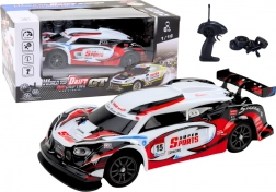 Auto da corsa RC 1:16 Drift con ruote intercambiabili rosso-bianco