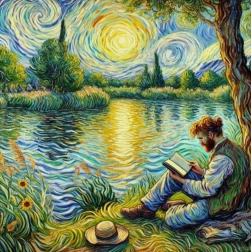 Pittura diamantata uomo al lago 30 × 40 cm