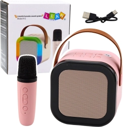 Karaoke speaker with microphone K12 RGB Bluetooth pink