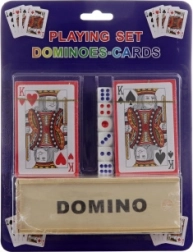 Set carte da gioco jolly, dadi e domino