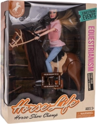 Lalka na koniu z akcesoriami
