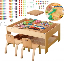 Masterkidz tavolo educativo in legno con accessori STEM e 563 mattoncini