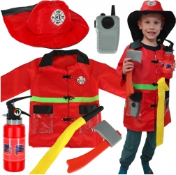 Kinder Feuerwehrkostüm mit Walkie-Talkie 3-8 Jahre