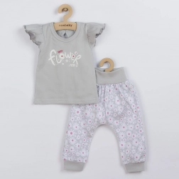 Set in cotone per bambini New Baby Happy Flower, grigio, 2 pezzi