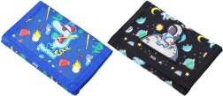 Fabric wallet with hook-and-loop fastener, 12.5 × 8 cm, 2 designs (dinosaur / astronaut)