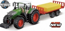 Bburago 10 cm Farmtraktor Fendt 1050 mit Anhänger für Ballen