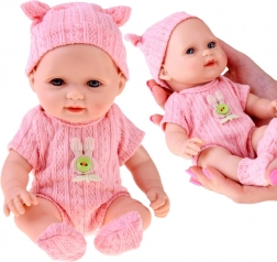 Roztomilé miminko panenka 26 cm v pletených dupačkách s čepičkou