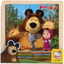 Puzzle in legno con topolino Masha e Orso 15cm