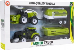 Otroški komplet kmetijskih vozil s traktorjem, kombajnom in prikolicami