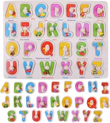 Wooden Alphabet Puzzle 2-in-1 with English Words