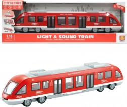 Piros villamos nyitható ajtókkal, hang- és fényhatásokkal