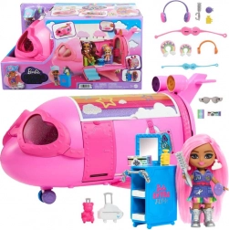 Roze regenboogvliegtuig BARBIE Extra Fly Minis met piloot