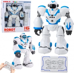 Interactive educational remote-controlled robot, 16 functions, lights and sounds – blue