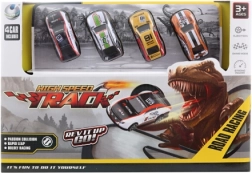 Kilövő pálya dinóval és kisautókkal