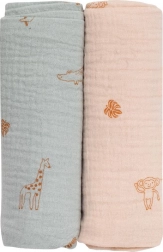 Bubaba Bio muslin diapers 2 pcs - green and beige